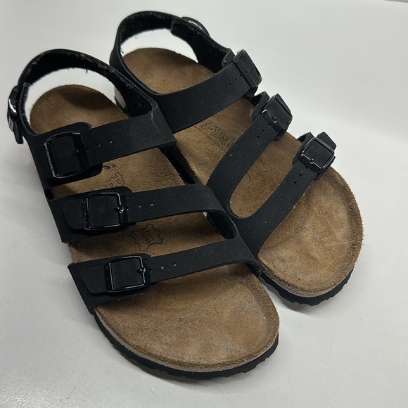 Birkenstock Birki's Ellice Sandals Open Toe Ankle Strap 3 Buckle Black Women's 9 - Picture 2 of 9